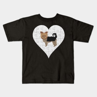 Yorkshire Terrier Heart Jigsaw Pieces Design - Gift for Yorkshire Terrier Lovers Kids T-Shirt